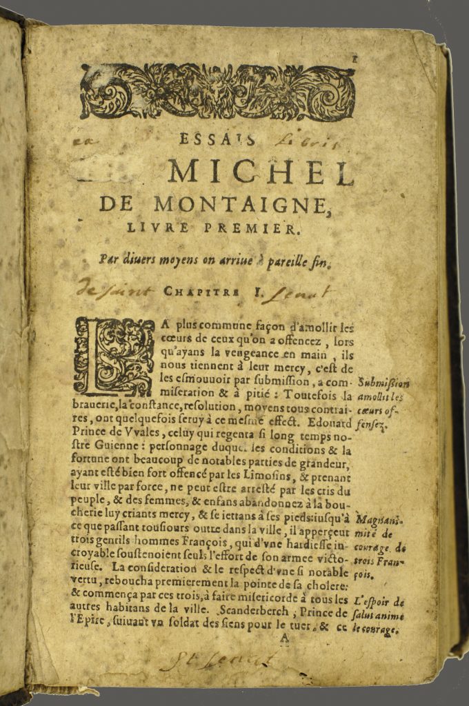 Montaigne de, Michel, Les Essais de Michel Seigneur de Montaigne, Musée d'Aquitaine, Bordeaux, inv.: L 14282